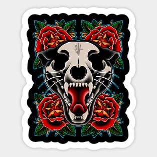 Trad Panther Skull Sticker